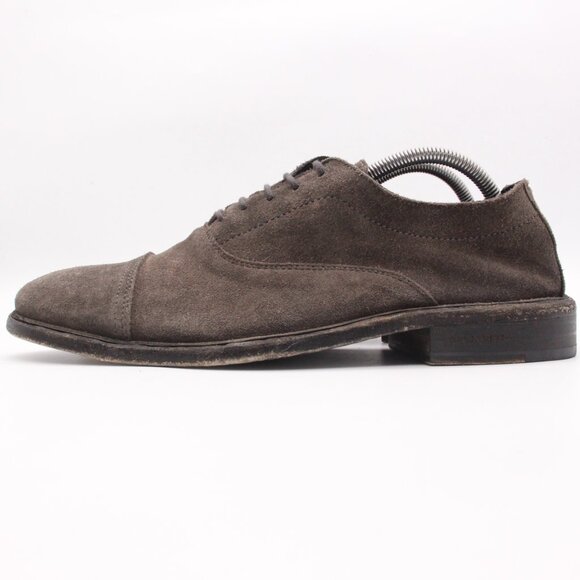 AllSaints Men\'s Size EU 44 Gray Brown Suede Cap Toe Derby Dress Shoe main image 5